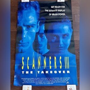 SCANNERS 3 Movie POSTER 39 x 26 Horror Rolled The Takeover Rare Vintage